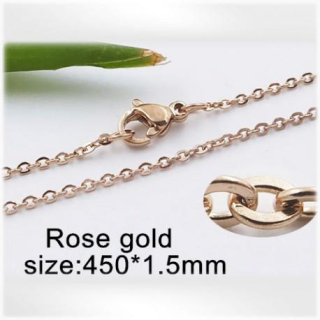 Ocelový náhrdelník - Hmotnost: 3.7 g, 450*1.5mm, Růžová PVD vrstva